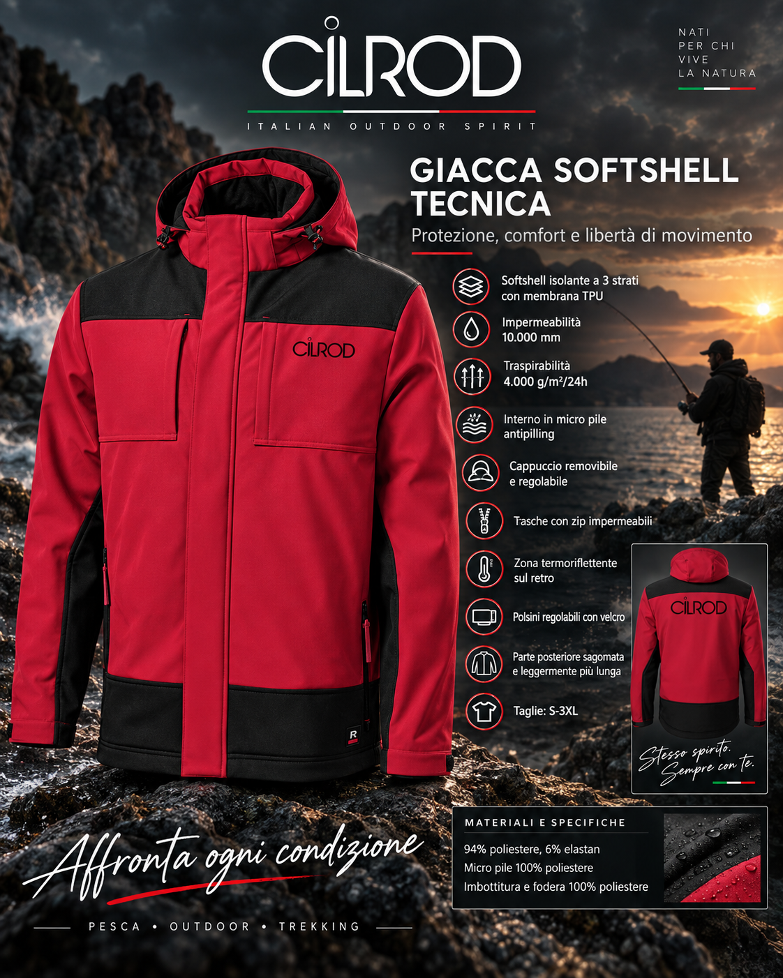 PREORDINE CILROD TRAMONTANA | Giacca invernale antivento e impermeabile